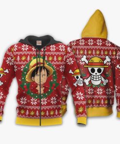 Luffy Ugly Christmas Sweater Funny Face One Piece Anime Xmas Gift VA10 - 2 - GearAnime