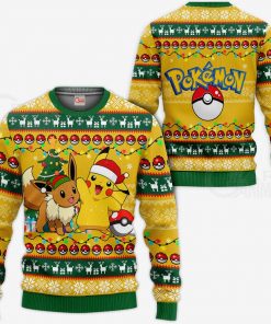 Pikachu Eevee Ugly Christmas Sweater Pokemon Anime Xmas Gift VA11 - 1 - GearAnime