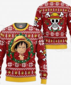 Luffy Ugly Christmas Sweater Funny Face One Piece Anime Xmas Gift VA10 - 1 - GearAnime