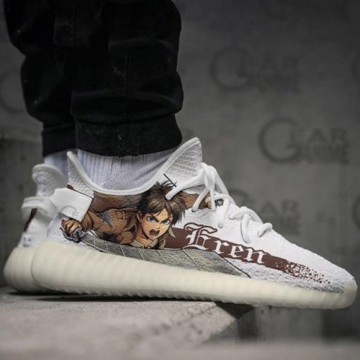 Eren Yeager Yzy Shoes Attack On Titan Custom Anime Sneakers TT10 - 3 - GearAnime