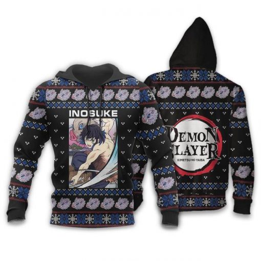 Inosuke Ugly Christmas Sweater Demon Slayer Anime Xmas Gift Custom Clothes - 3 - GearAnime