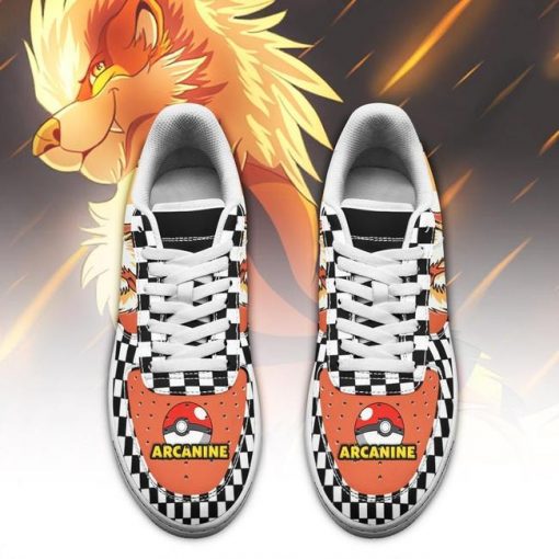 Poke Arcanine Air Force Sneakers Checkerboard Custom Pokemon Shoes - 2 - GearAnime