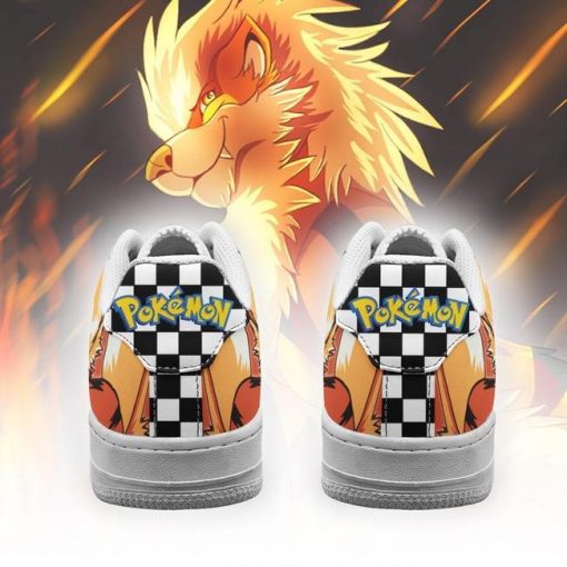 Poke Arcanine Air Force Sneakers Checkerboard Custom Pokemon Shoes - 3 - GearAnime