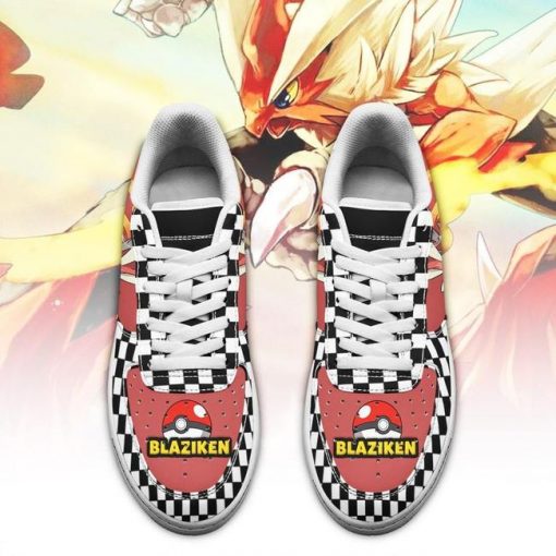 Poke Blaziken Air Force Sneakers Checkerboard Custom Pokemon Shoes - 2 - GearAnime