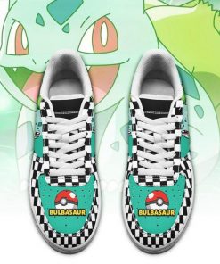Poke Bulbasaur Air Force Sneakers Checkerboard Custom Pokemon Shoes - 2 - GearAnime