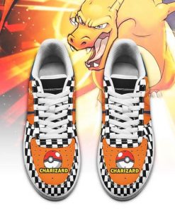 Poke Charizard Air Force Sneakers Checkerboard Custom Pokemon Shoes - 2 - GearAnime