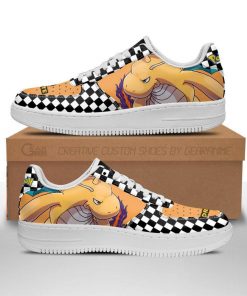 Poke Dragonite Air Force Sneakers Checkerboard Custom Pokemon Shoes - 1 - GearAnime