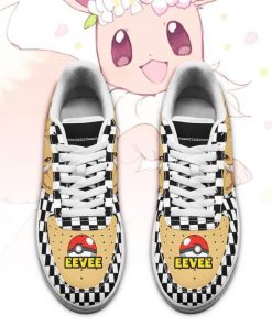 Poke Eevee Air Force Sneakers Checkerboard Custom Pokemon Shoes - 2 - GearAnime