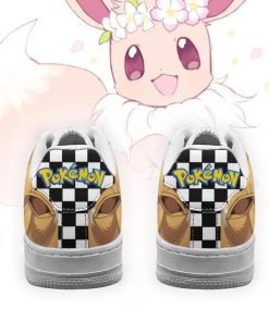 Poke Eevee Air Force Sneakers Checkerboard Custom Pokemon Shoes - 3 - GearAnime