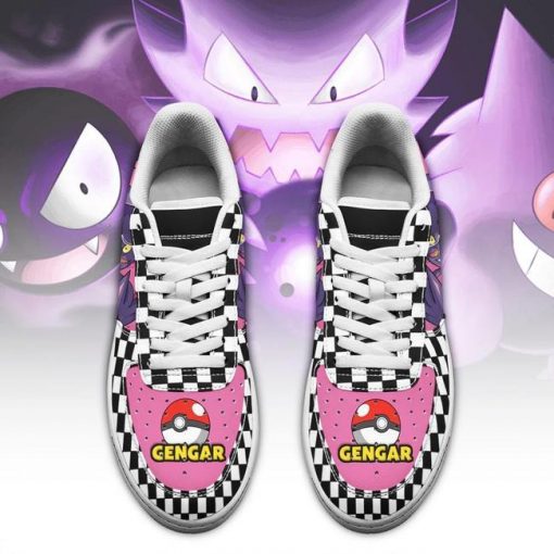 Poke Gengar Air Force Sneakers Checkerboard Custom Pokemon Shoes - 2 - GearAnime