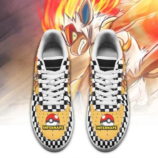 Poke Infernape Air Force Sneakers Checkerboard Custom Pokemon Shoes - 2 - GearAnime