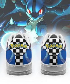 Poke Lucario Air Force Sneakers Checkerboard Custom Pokemon Shoes - 3 - GearAnime