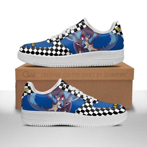 Poke Lucario Air Force Sneakers Checkerboard Custom Pokemon Shoes - 1 - GearAnime