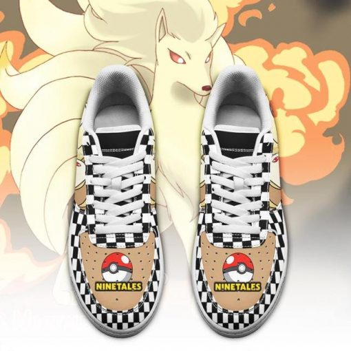 Poke Ninetales Air Force Sneakers Checkerboard Custom Pokemon Shoes - 2 - GearAnime