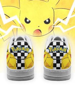 Poke Pikachu Air Force Sneakers Checkerboard Custom Pokemon Shoes - 3 - GearAnime