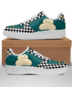Poke Snorlax Air Force Sneakers Checkerboard Custom Pokemon Shoes - 1 - GearAnime