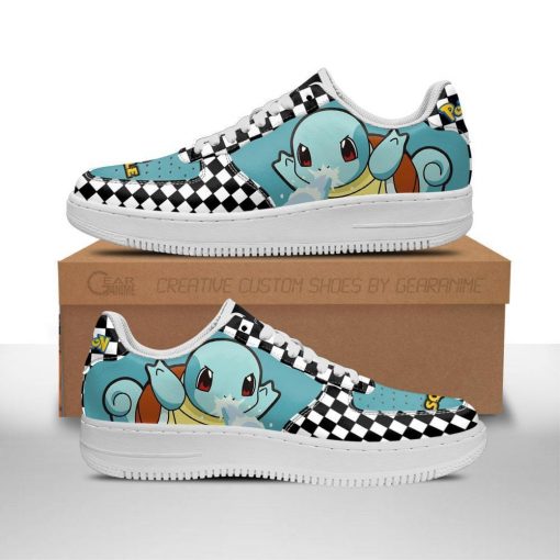 Poke Squirtle Air Force Sneakers Checkerboard Custom Pokemon Shoes - 1 - GearAnime