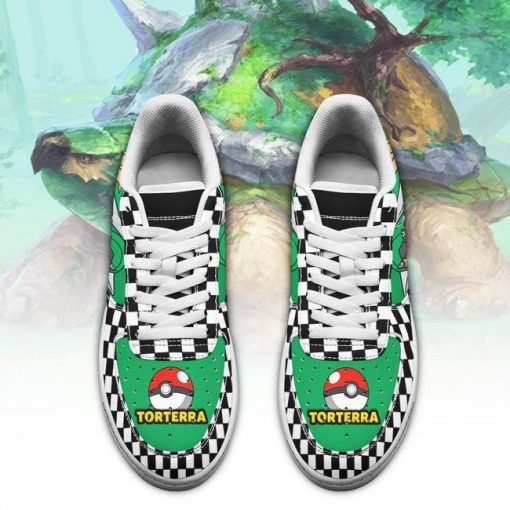 Poke Torterra Air Force Sneakers Checkerboard Custom Pokemon Shoes - 2 - GearAnime