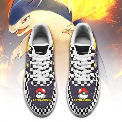 Poke Typhlosion Air Force Sneakers Checkerboard Custom Pokemon Shoes - 2 - GearAnime
