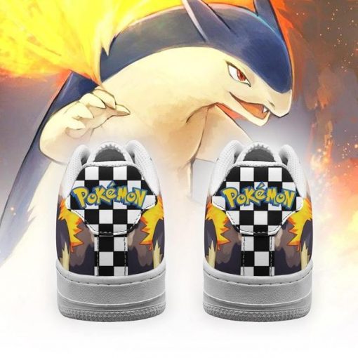 Poke Typhlosion Air Force Sneakers Checkerboard Custom Pokemon Shoes - 3 - GearAnime