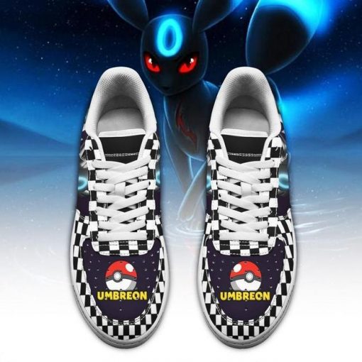 Poke Umbreon Air Force Sneakers Checkerboard Custom Pokemon Shoes - 2 - GearAnime