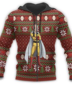 Saitama Ugly Christmas Sweater One Punch Man Anime Xmas Gift Custom Clothes - 2 - GearAnime