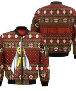 Saitama Ugly Christmas Sweater One Punch Man Anime Xmas Gift Custom Clothes - 4 - GearAnime
