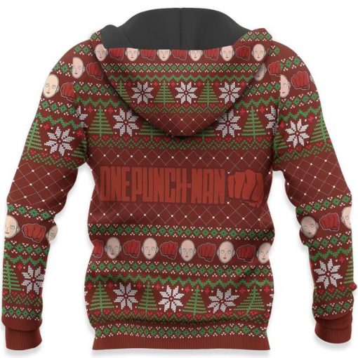 Saitama Ugly Christmas Sweater One Punch Man Anime Xmas Gift Custom Clothes - 6 - GearAnime