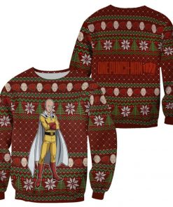 Saitama Ugly Christmas Sweater One Punch Man Anime Xmas Gift Custom Clothes - 1 - GearAnime