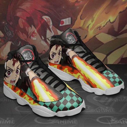 Tanjiro Kamado Jordan 13 Sneakers Sun Breathing Demon Slayer Shoes MN10 - 3 - GearAnime