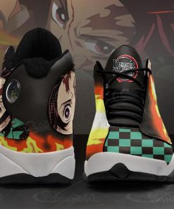 Tanjiro Kamado Jordan 13 Sneakers Sun Breathing Demon Slayer Shoes MN10 - 5 - GearAnime