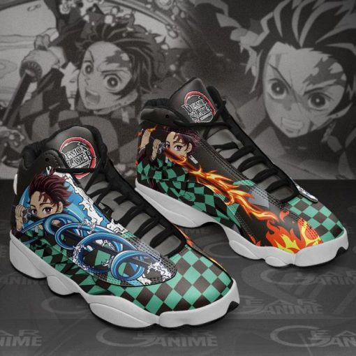 Tanjiro Water And Fire Jordan 13 Sneakers Demon Slayer Anime Shoes MN10 - 2 - GearAnime