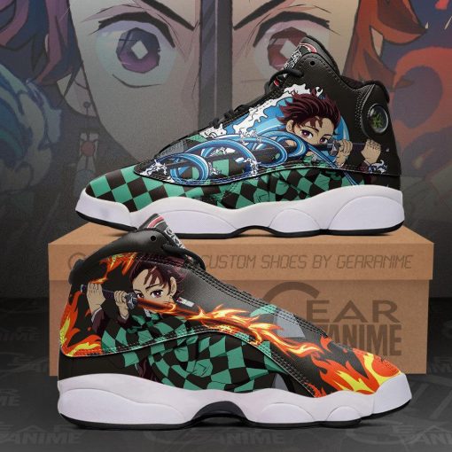 Tanjiro Water And Fire Jordan 13 Sneakers Demon Slayer Anime Shoes MN10 - 1 - GearAnime