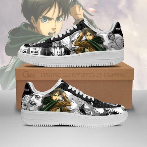 AOT Scout Eren Air Force Sneakers Attack On Titan Anime Shoes Mixed Manga - 1 - GearAnime