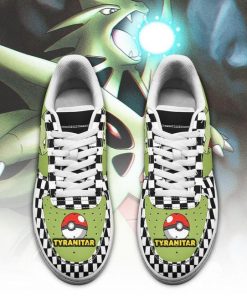 Poke Tyranitar Air Force Sneakers Checkerboard Custom Pokemon Shoes - 2 - GearAnime