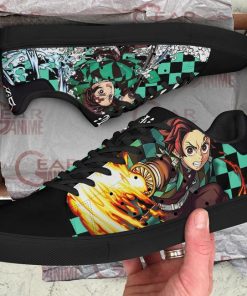 Tanjiro Sun & Water Breathing Skate Shoes Demon Slayer Anime Custom Shoes PN10 - 2 - GearAnime