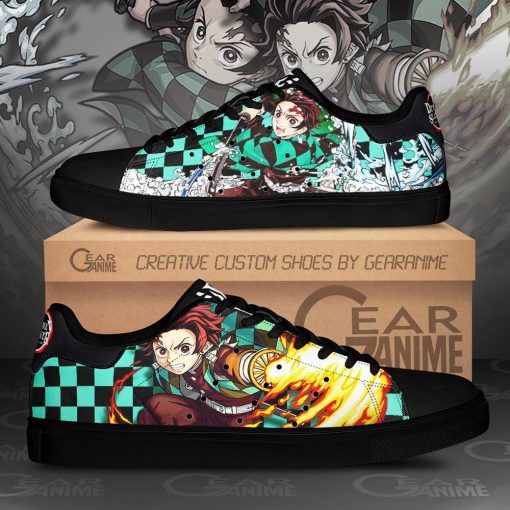 Tanjiro Sun & Water Breathing Skate Shoes Demon Slayer Anime Custom Shoes PN10 - 1 - GearAnime