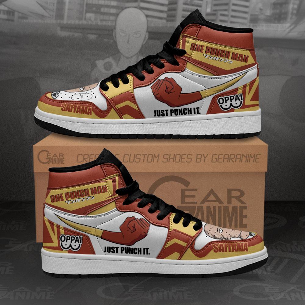 Saitama Just Punch It Sneakers One Punch Man Anime Shoes MN10 - Shopeuvi