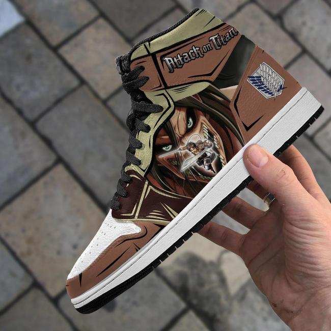 Eren Jeager And Titan Sneakers Attack On Titan Anime Shoes - Shopeuvi